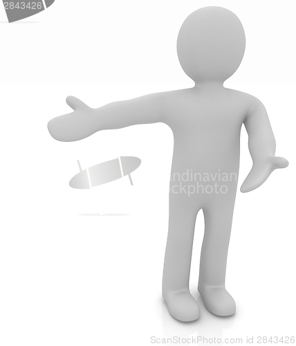 Image of 3d people - man, person presenting - pointing. 