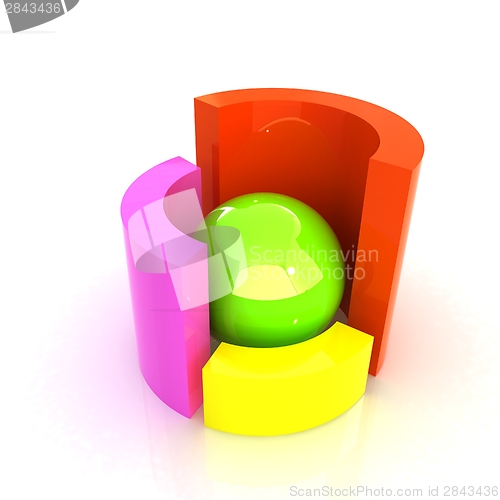 Image of Abstract colorful structure with ball in the center 