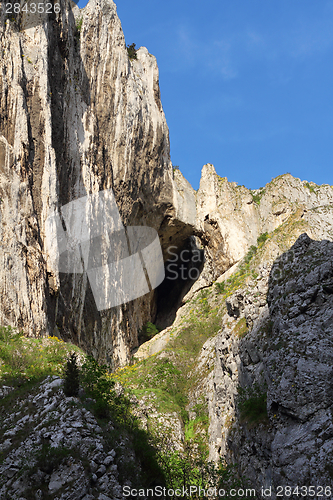 Image of big limestone climbing wall