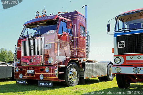 Image of Dark Red Volvo F88 Show Truck