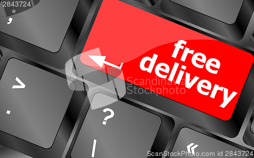 Image of free delivery key on laptop keyboard keys