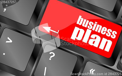 Image of business plan button on computer keyboard key