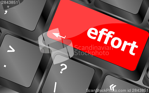 Image of effort word on keyboard key, notebook computer button