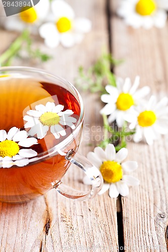 Image of cup of tea with chamomile flowers