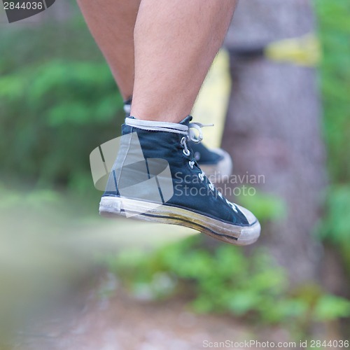 Image of Slack line in the nature.