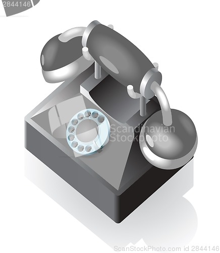 Image of Isometric icon of vintage phone