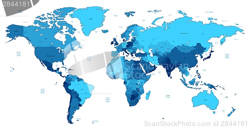 Image of Blue detailed World map