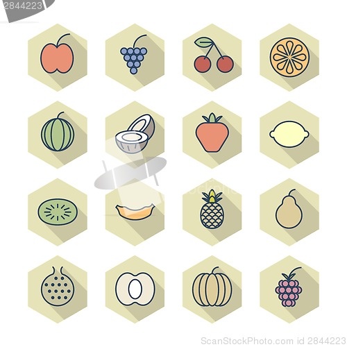 Image of Thin Line Icons For Fruits