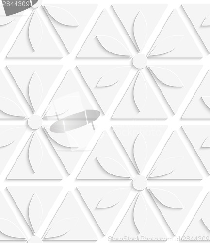 Image of White flowers and triangles seamless