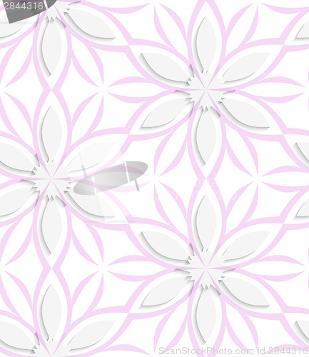 Image of White floral with pink layering seamless
