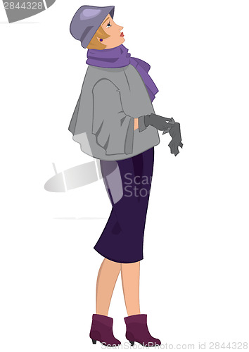 Image of Retro girl with gloves isolated