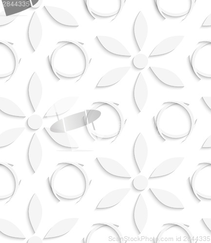 Image of White flowers and circles seamless