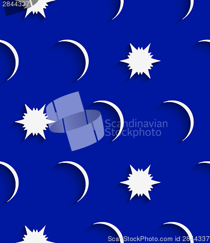 Image of White stars and moons seamless
