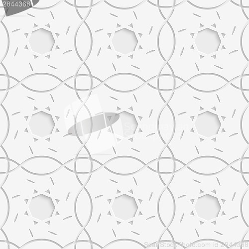 Image of White squares and geometric flowers seamless