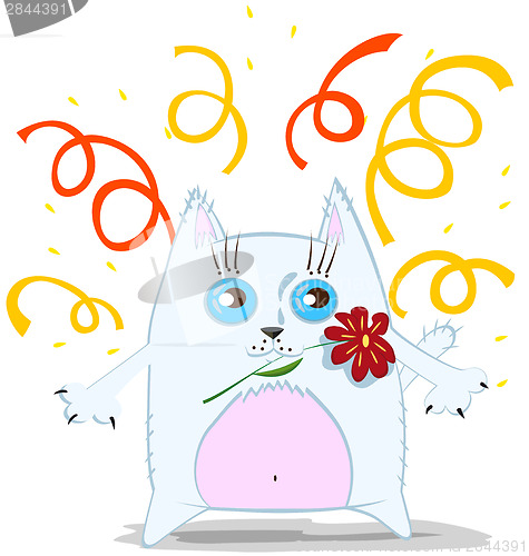 Image of Cartoon cat with flower