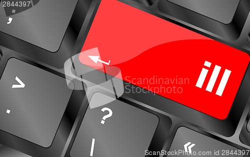 Image of computer keyboard with word ill on enter button