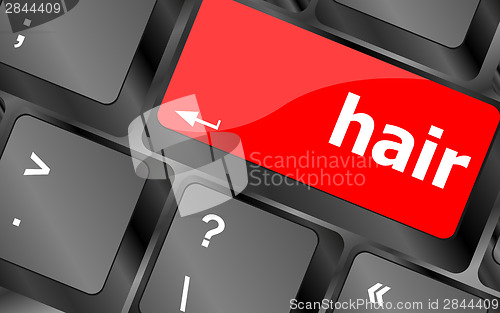 Image of hair word on computer pc keyboard key