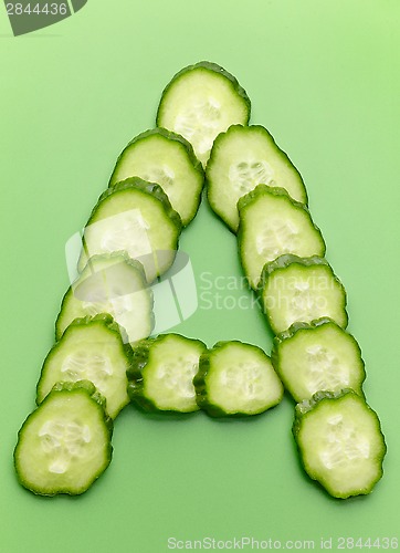 Image of A letter made of raw cucumber