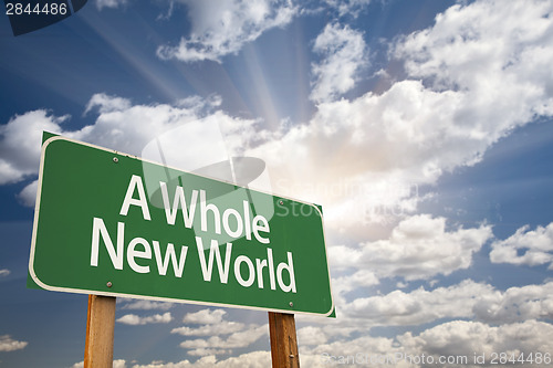 Image of A Whole New World Green Road Sign