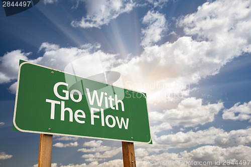Image of Go With The Flow Green Road Sign