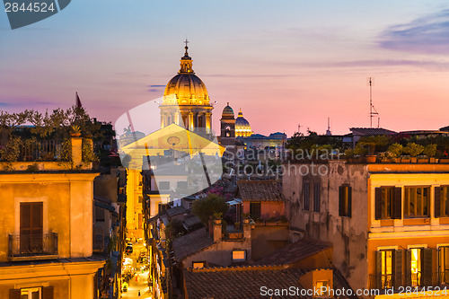 Image of Cityscape of Rome, Italy in sunset.