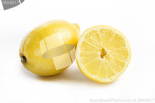 Image of Fresh lemons on a white background