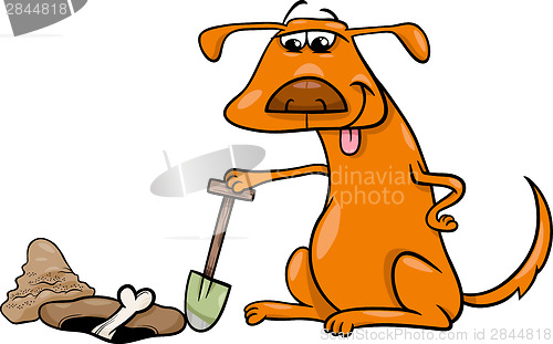 Image of dog with bone cartoon illustration