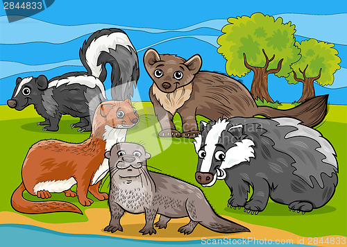 Image of mustelids animals cartoon illustration