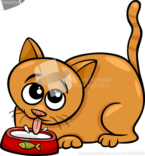 Image of cat drinking milk cartoon illustration