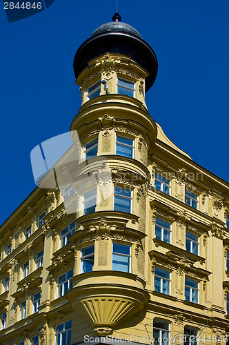 Image of The corner of a historic building in Brno.