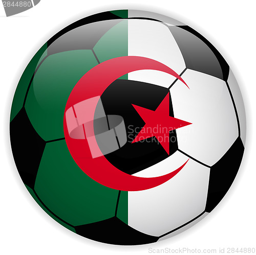 Image of Algeria Flag with Soccer Ball Background
