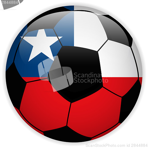 Image of Chile Flag with Soccer Ball Background