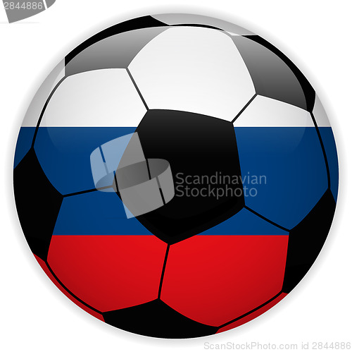 Image of Russia Flag with Soccer Ball Background