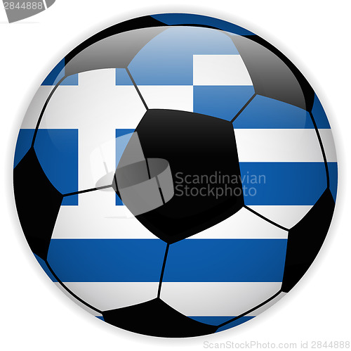 Image of Greece Flag with Soccer Ball Background