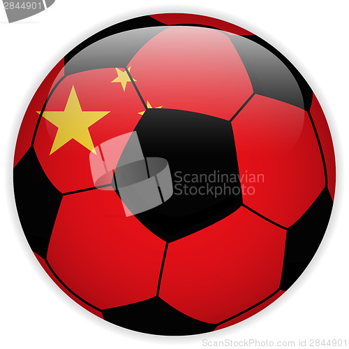 Image of China Flag with Soccer Ball Background