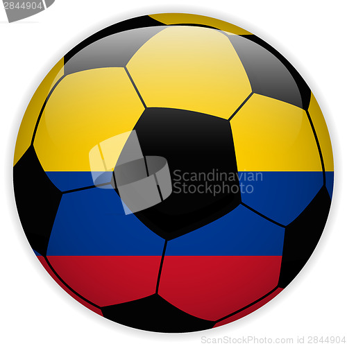 Image of Colombia Flag with Soccer Ball Background