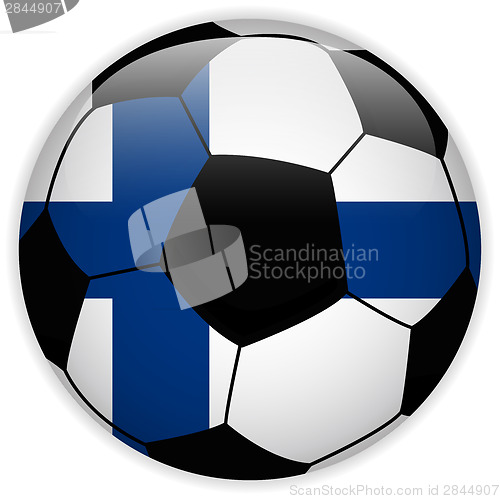 Image of Finland Flag with Soccer Ball Background