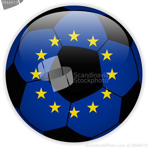 Image of Europe Flag with Soccer Ball Background