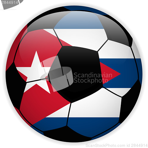 Image of Cuba Flag with Soccer Ball Background