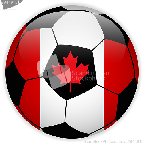 Image of Canada Flag with Soccer Ball Background