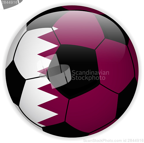 Image of Qatar Flag with Soccer Ball Background