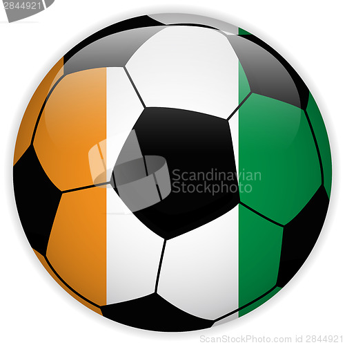 Image of Ireland Flag with Soccer Ball Background