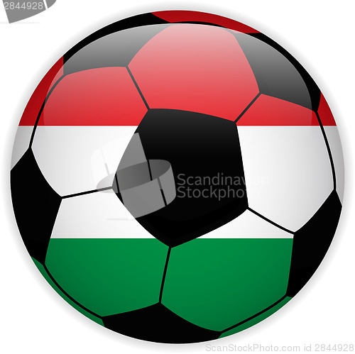 Image of Hungary Flag with Soccer Ball Background