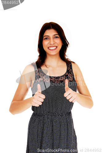 Image of Woman showing thumbs up.