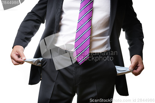 Image of Business man empty pockets