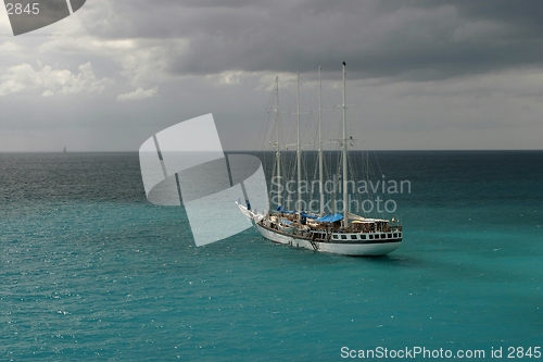 Image of Windjammer- cruise ship"Polynasia" at caribbean sea