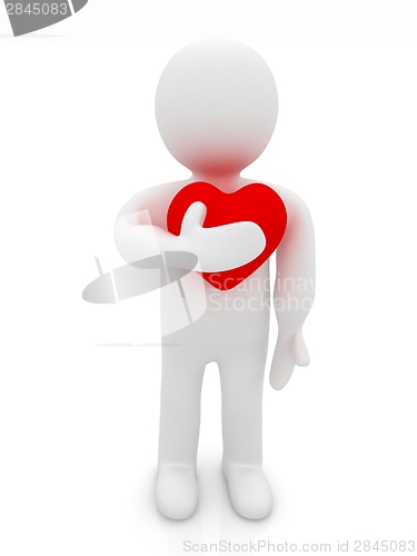 Image of 3d man holding his hand to his heart. Concept: "From the heart"