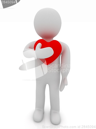 Image of 3d man holding his hand to his heart. Concept: "From the heart"