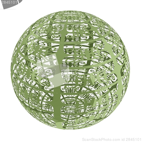 Image of Arabic abstract glossy dark green geometric sphere