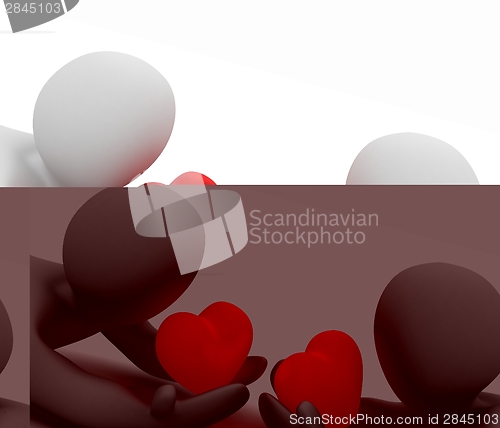 Image of 3D humans lying and holds heart